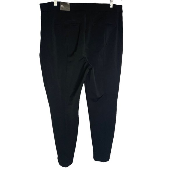 Express Ankle Crop High Rise Dress Pants 16L Black Stretch Slacks Pockets Button - Picture 3 of 5